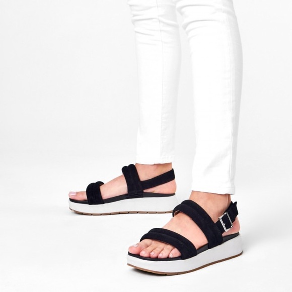 NIB UGG Lynnden Slingback Strappy Platform Sandal Black Suede 9 40 - Picture 11 of 12